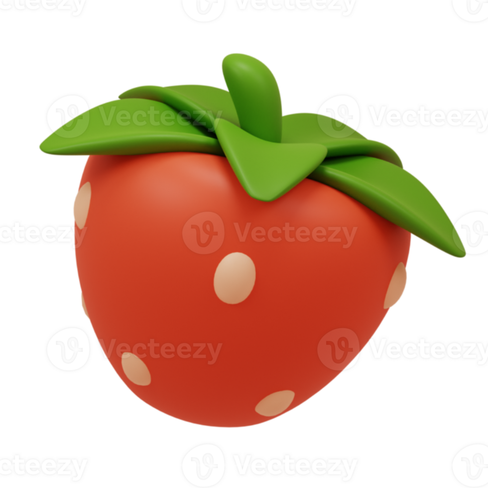 3D strawberry illustration png