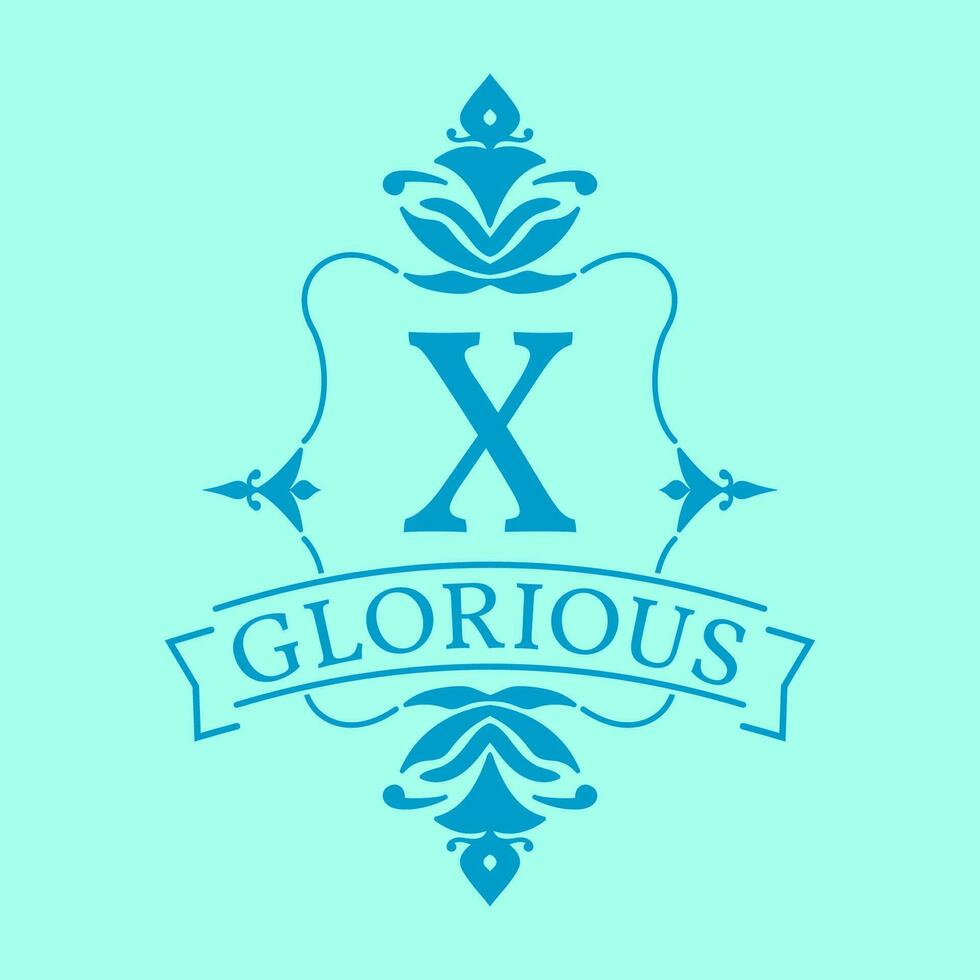 letter X glorious initial frame logo vector