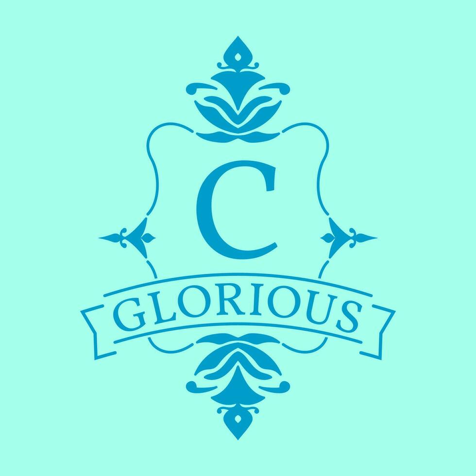 letter C glorious initial frame logo vector