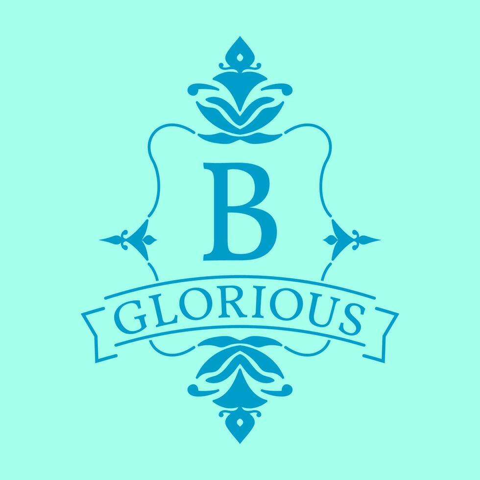 letter B glorious initial frame logo vector