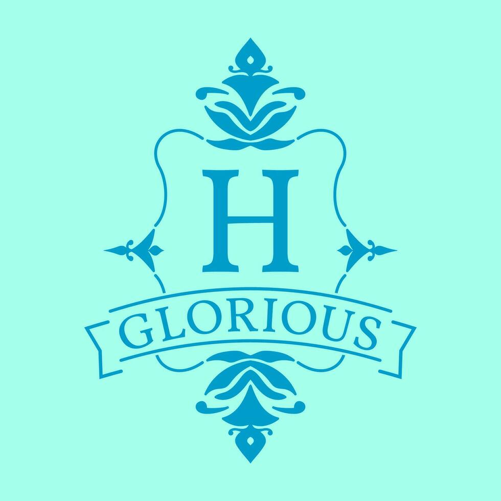 letter H glorious initial frame logo vector