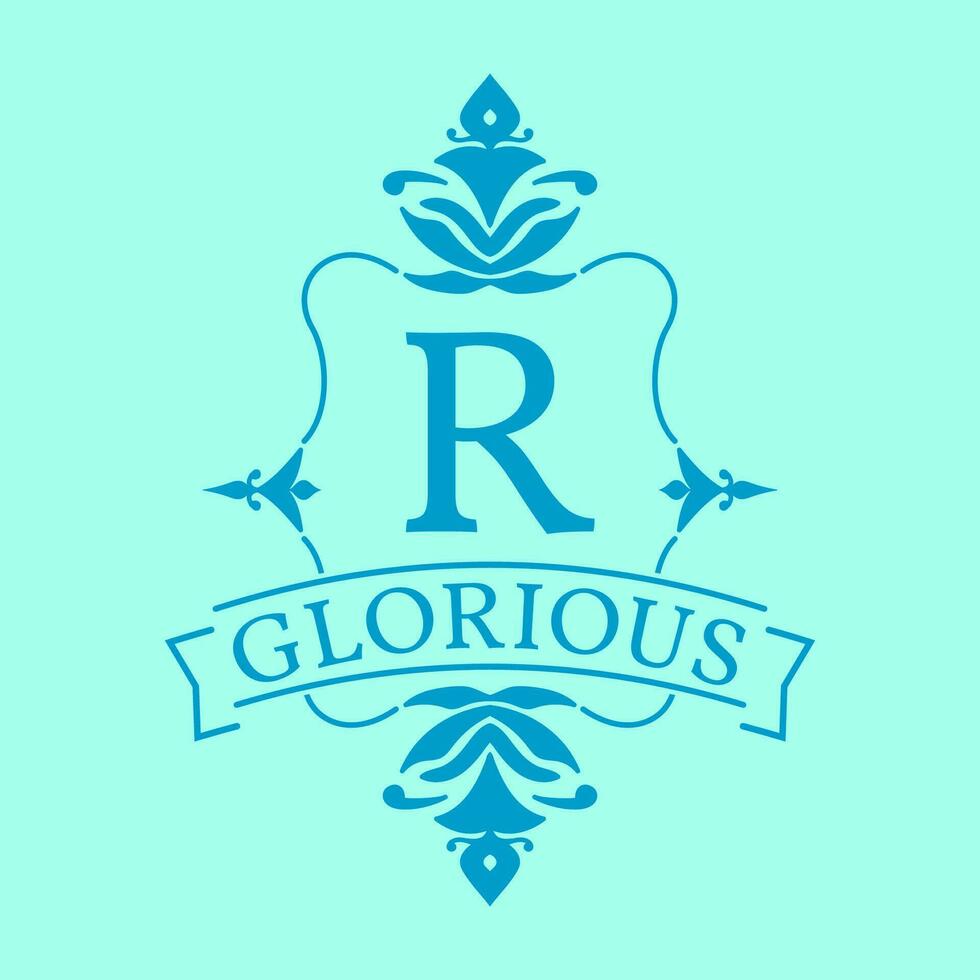 letter R glorious initial frame logo vector