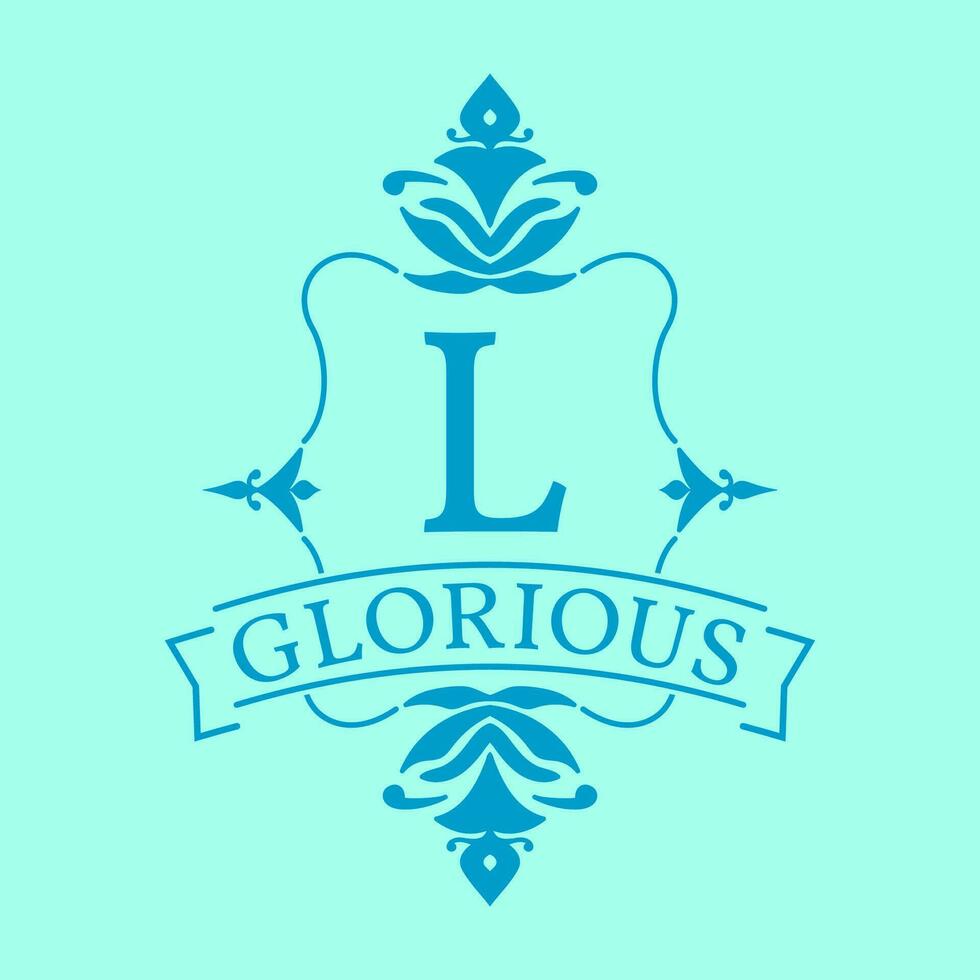 letter L glorious initial frame logo vector