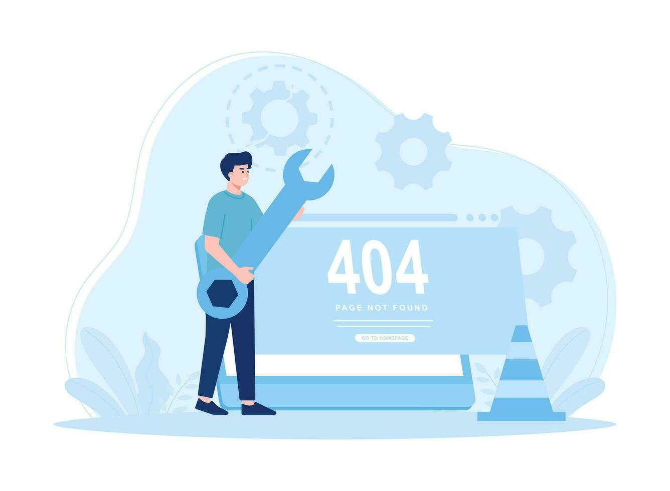 internet repair service 404 error page error or internet problem not found on the network concept flat illustration vector