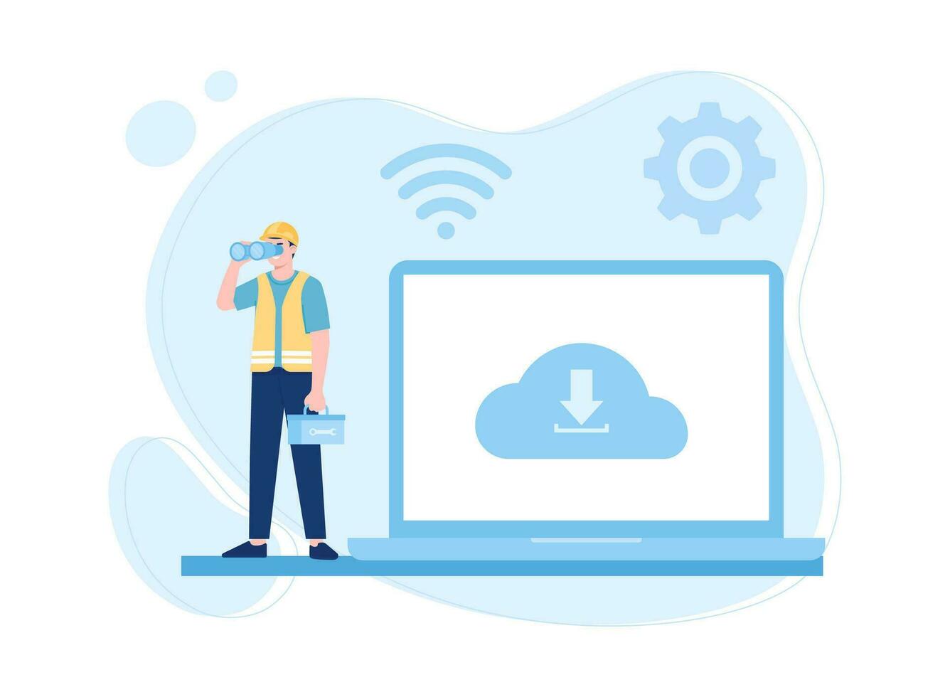 cloud service with laptop image concept flat illustration vector