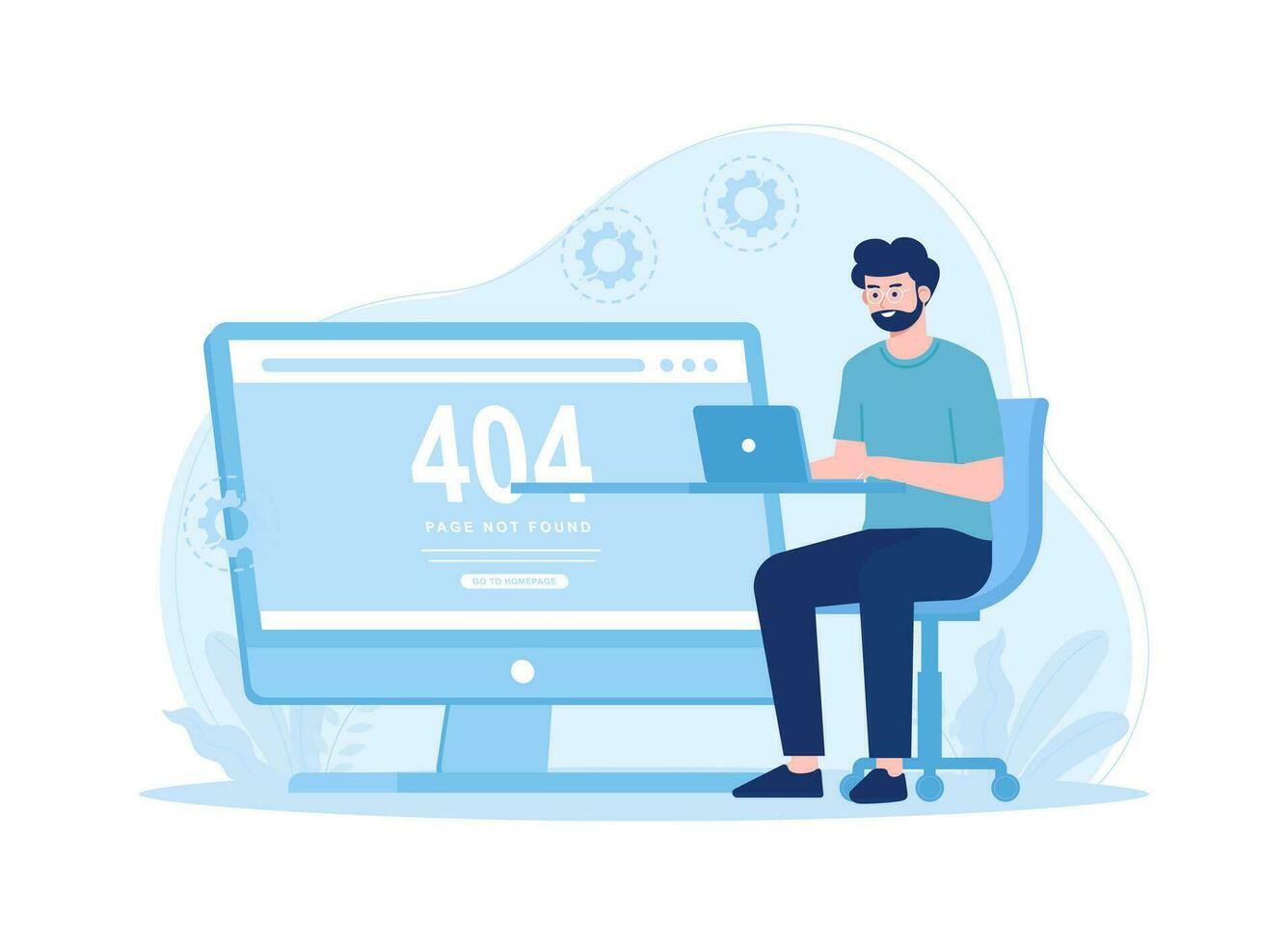 internet repair service 404 error page error or internet problem not found on the network concept flat illustration vector