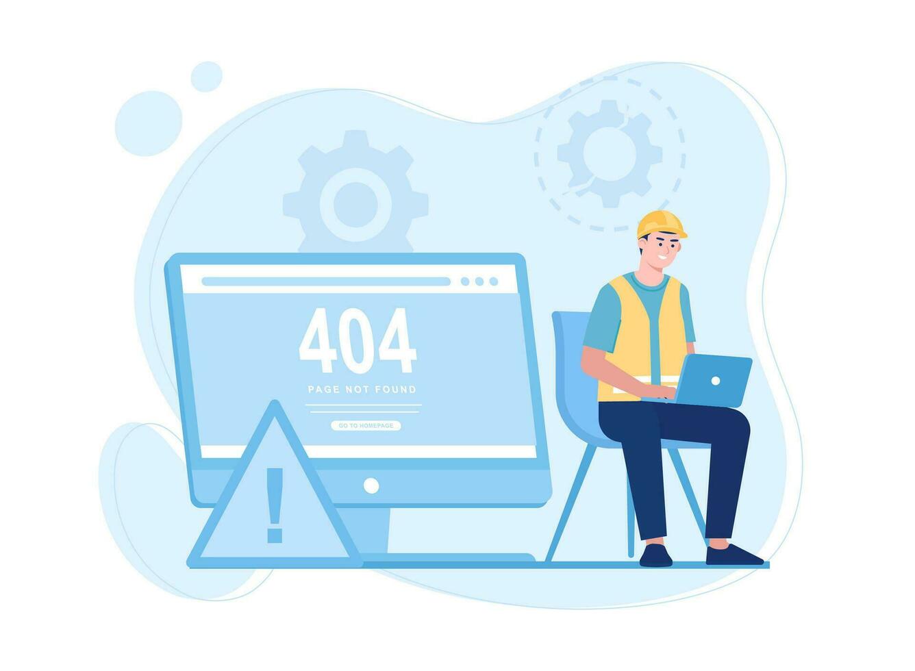 internet repair service 404 error page error or internet problem not found on the network concept flat illustration vector