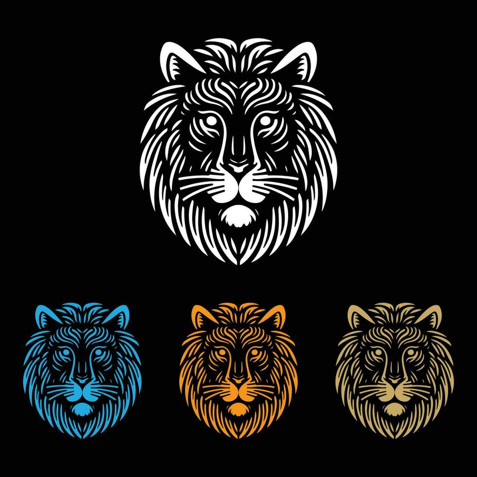 Lion Logo Vector, Cat logo, Lion Face vector, Cat Face Vector