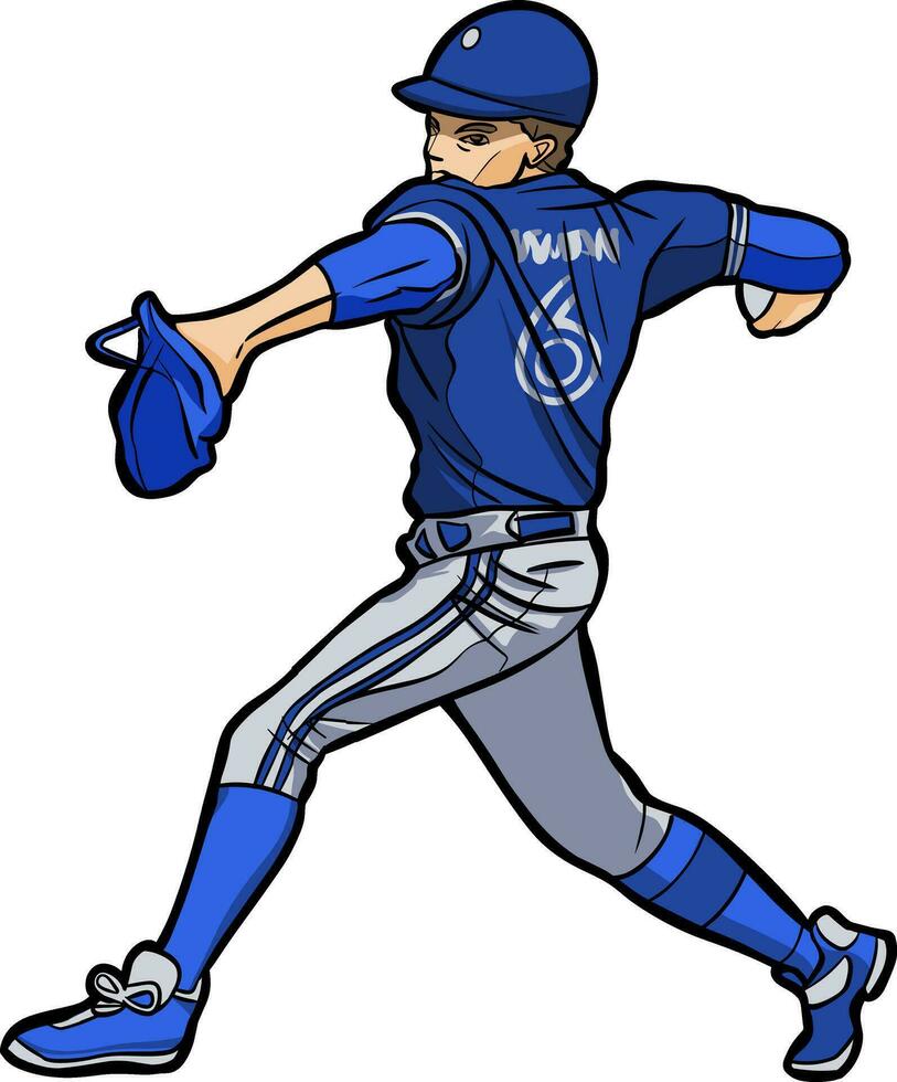 baseball player playing throwing ball action vector
