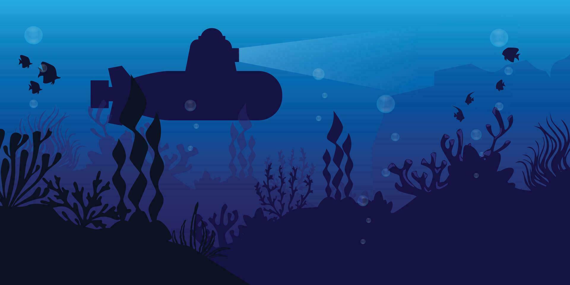 submarine in deep ocean vector
