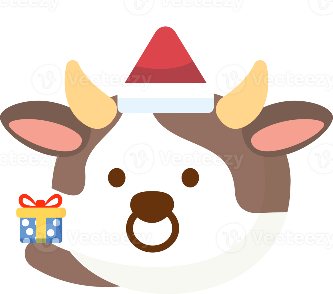 cow santa with gift box png