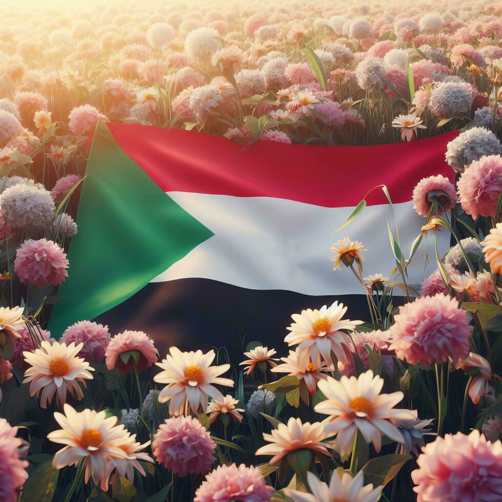 AI generated A watercolor clipart of Sudan flag photo