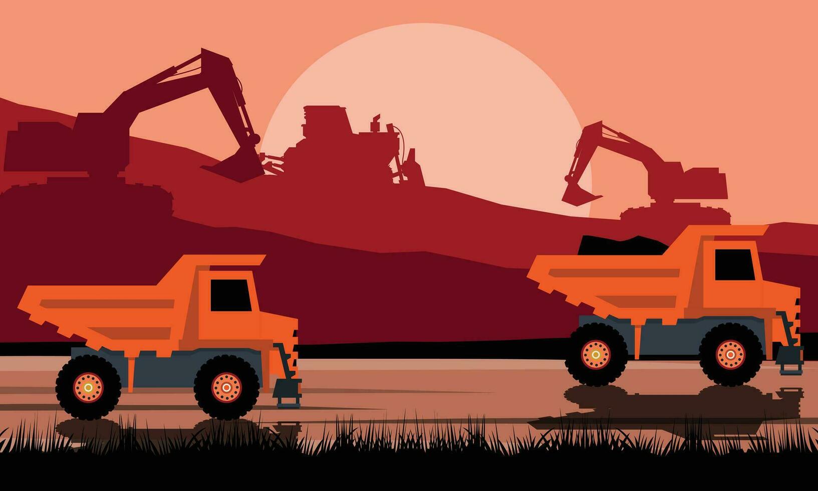 truck and construction vector illustration