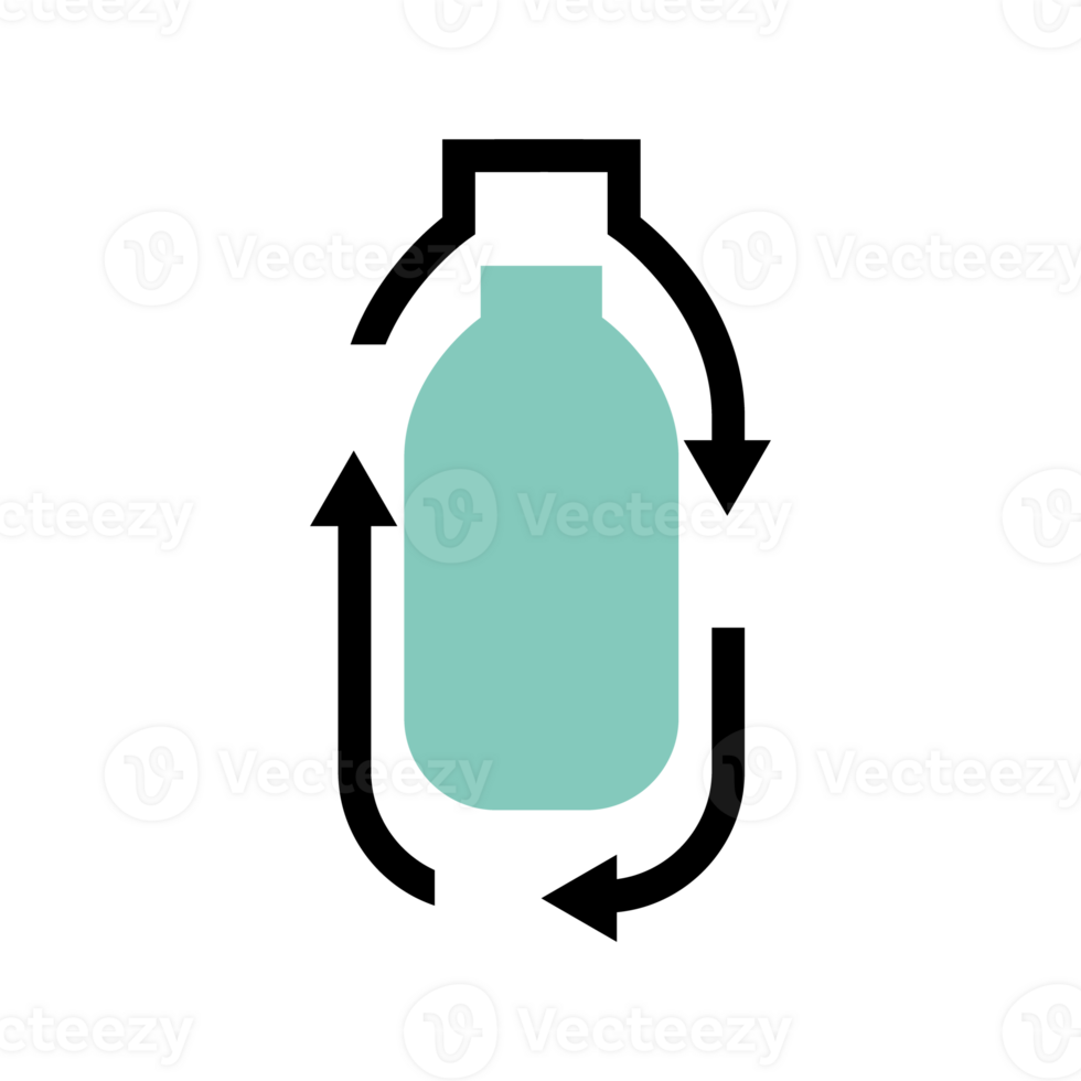 recycle plastic bottle logo icon line outline monoline color fill style png