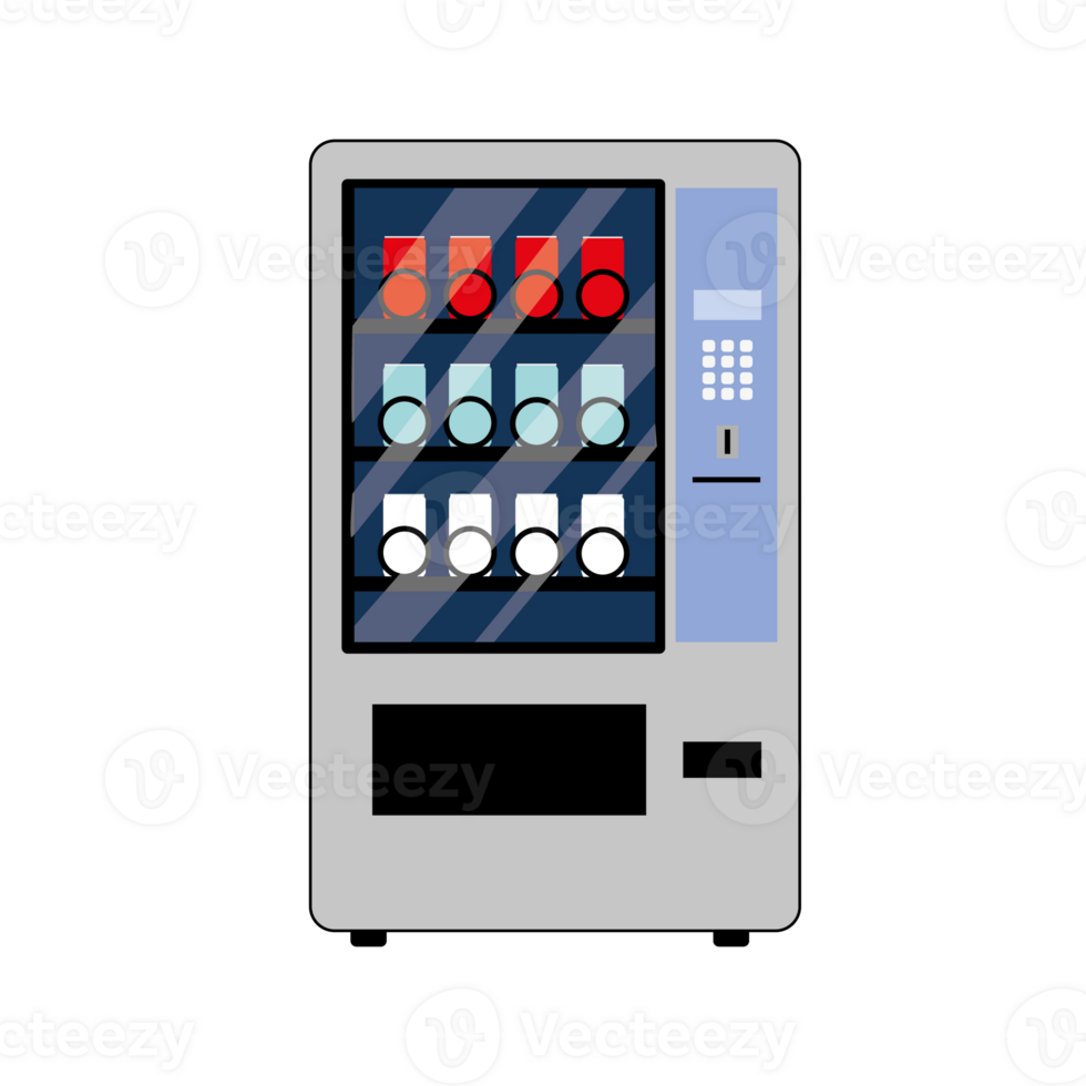 Vending machine with snacks and drinks, flat style png