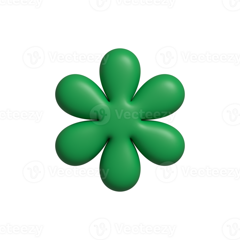 Green 3d pastel flower in trendy plastic style. png