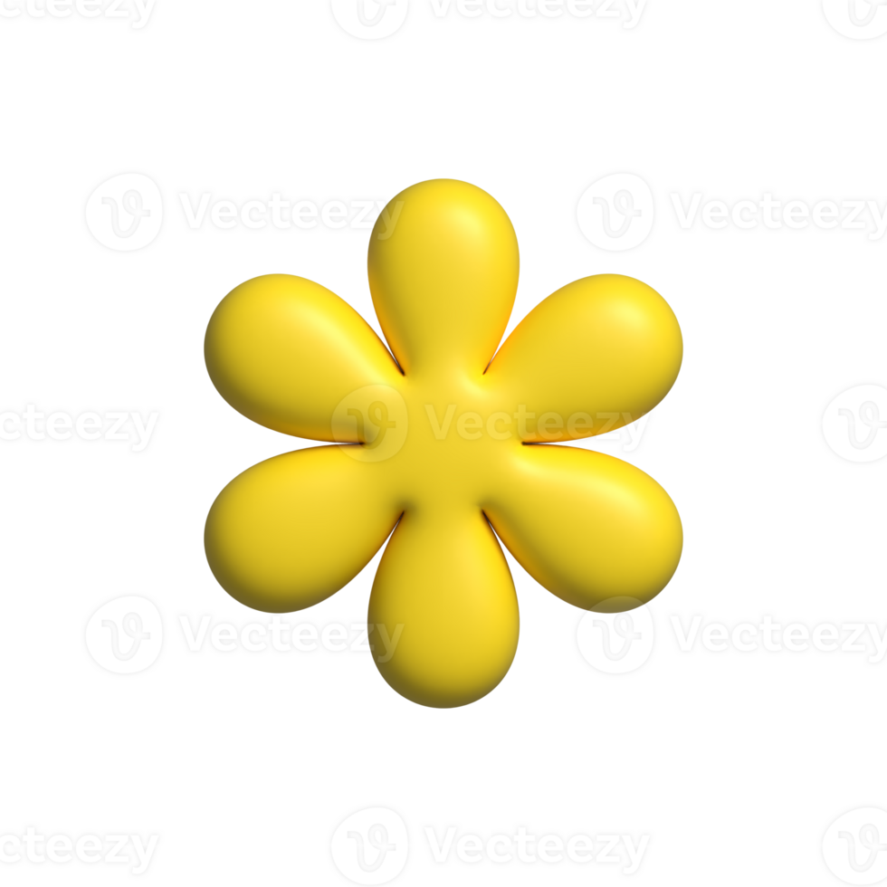 Yellow 3d pastel flower in trendy plastic style. png
