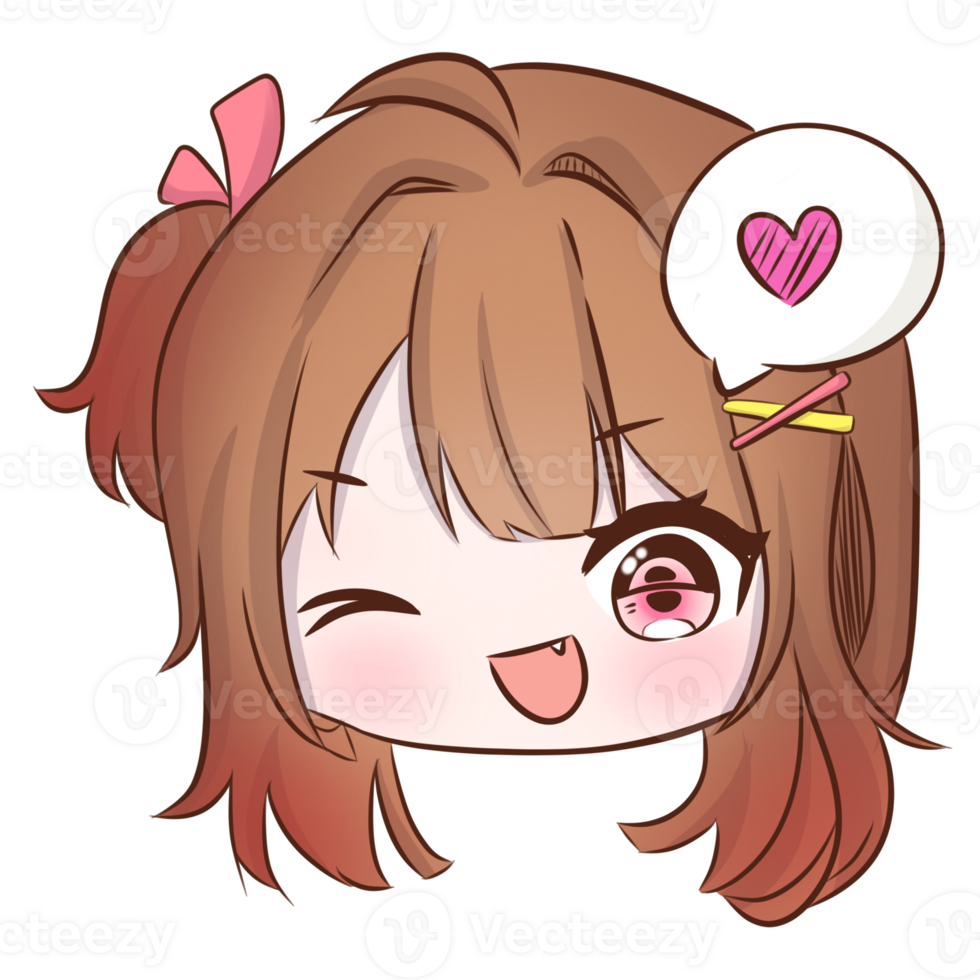 anime girl with brown hair and pink hair png