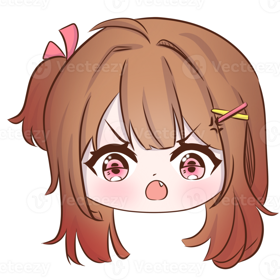 anime girl with brown hair and pink eyes png