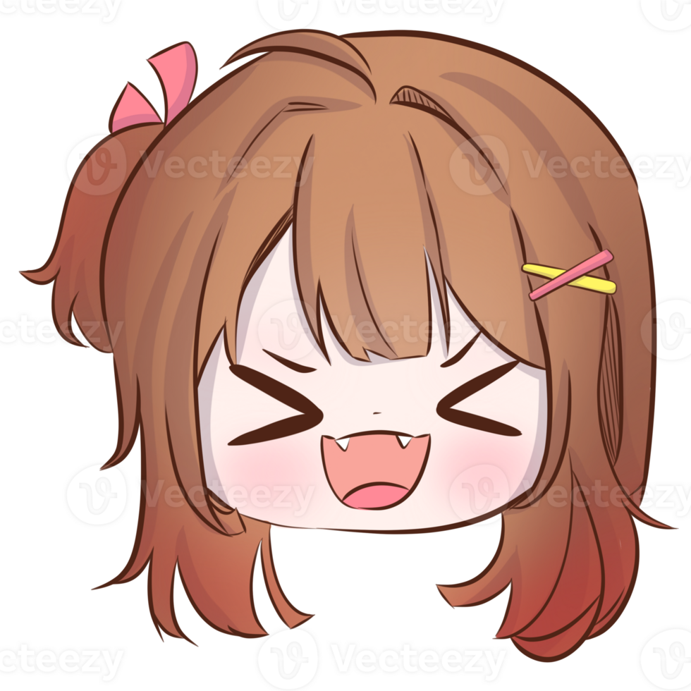 anime girl with brown hair and pink hair clipart png