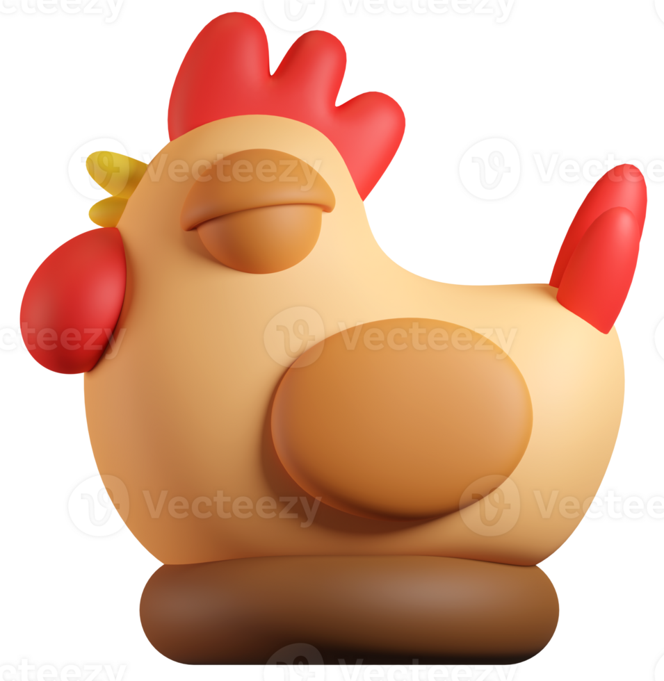 Cartoon cute chicken hen 3d illustration png