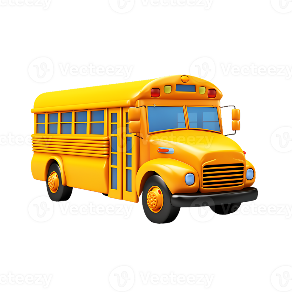 AI generated Yellow School Bus in 3D Style png