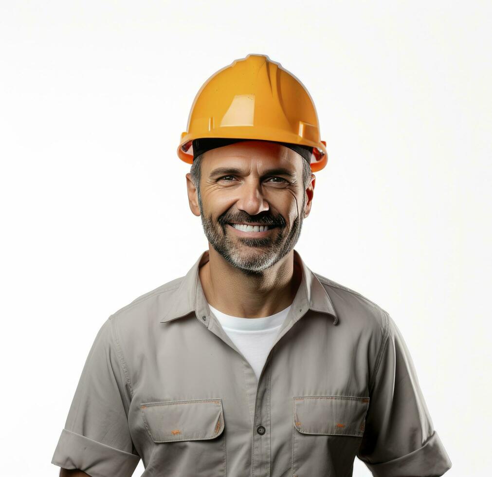 ai generado salud a S t. patrick's día hombre con cerveza y festivo sombrero en blanco antecedentes foto