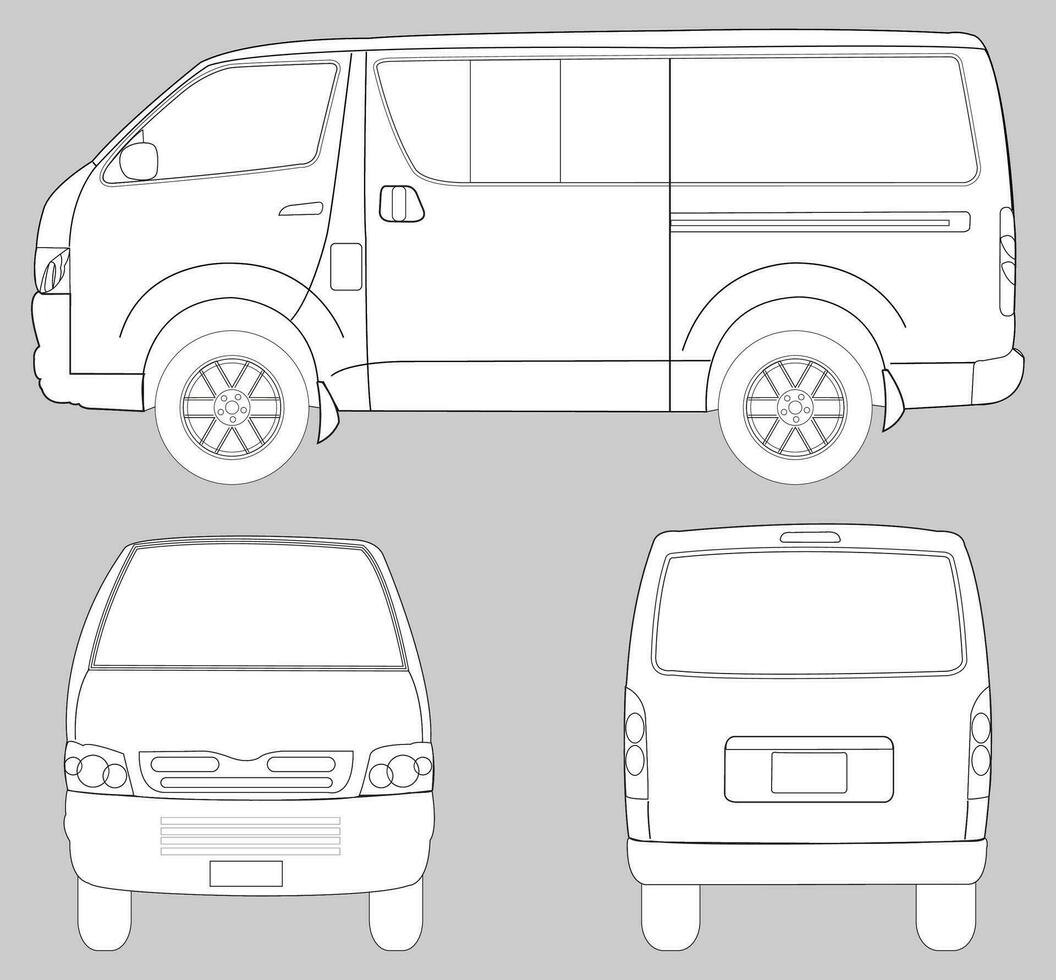 Van car blueprint  vector illustration