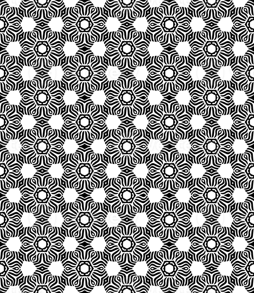Black seamless abstract pattern. Overlay for background and backdrop. Ornamental design. PNG graphic illustration with transparent background.