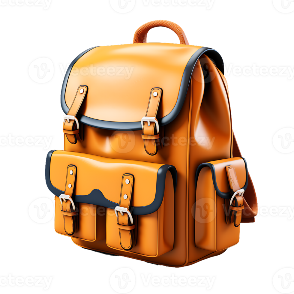 AI generated 3D Rendering of Leather School Backpack png