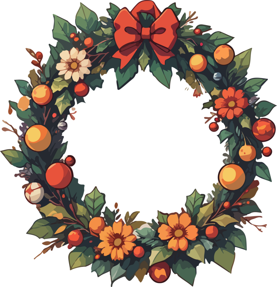 AI generated Christmas Wreath Decoration Sticker png