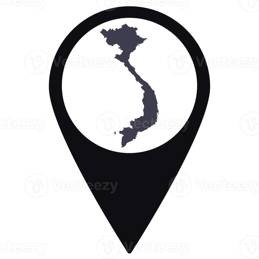Black Pointer or pin location with Vietnam map inside. Map of Vietnam png