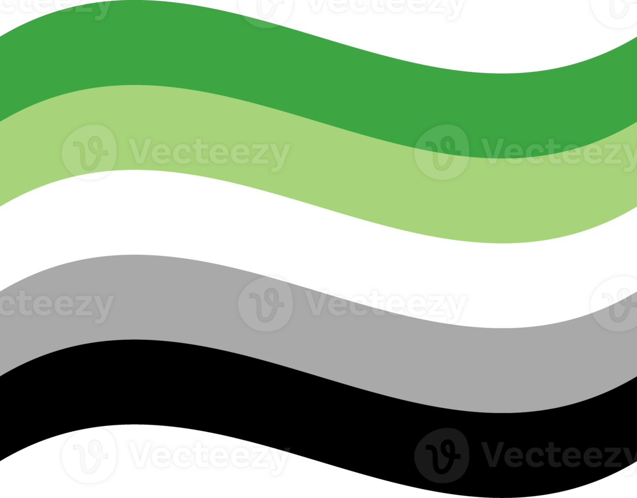 Aromantic pride flag in shape. LGBTQ flag in shape png