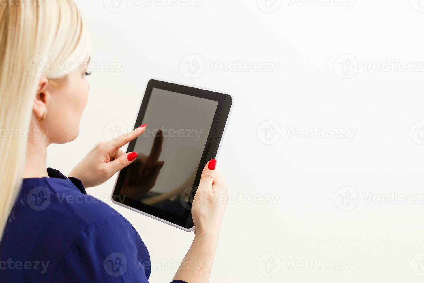 picture of happy woman with tablet pc computer photo