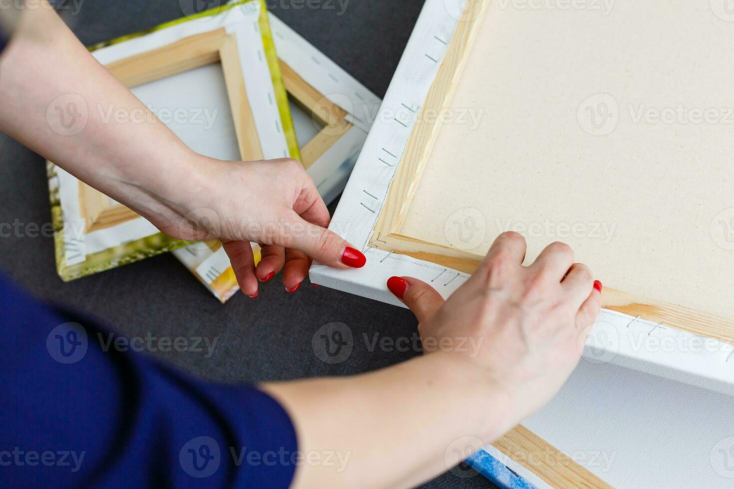 Canvas print. Photo with gallery wrap method of canvas stretching on stretcher bar, lateral side