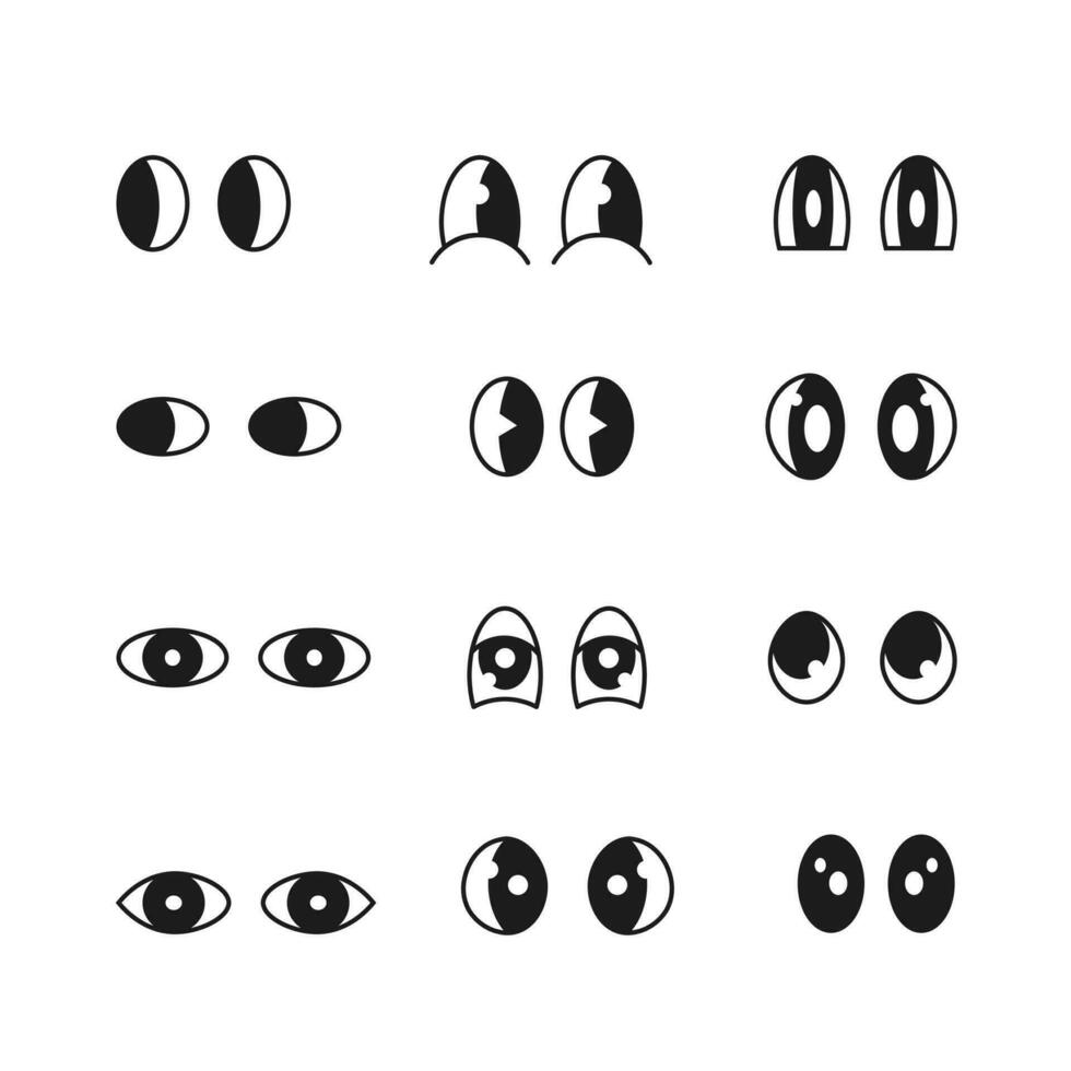 ojos conjunto para retro dibujos animados personaje diseño vector