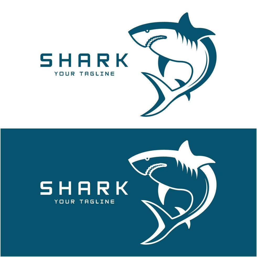 Unique and creative shark logo vector design. Wild Fish Vector Illustration