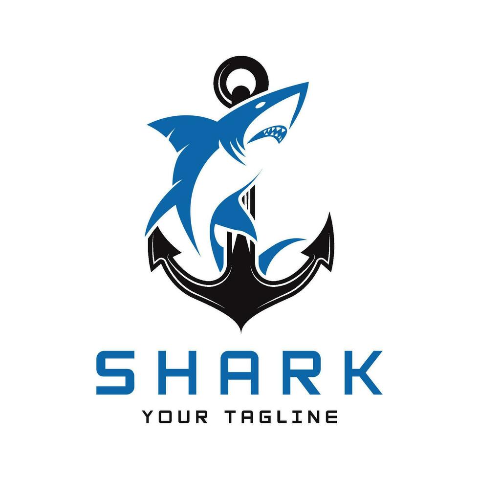 Unique and creative shark logo vector design. Wild Fish Vector Illustration