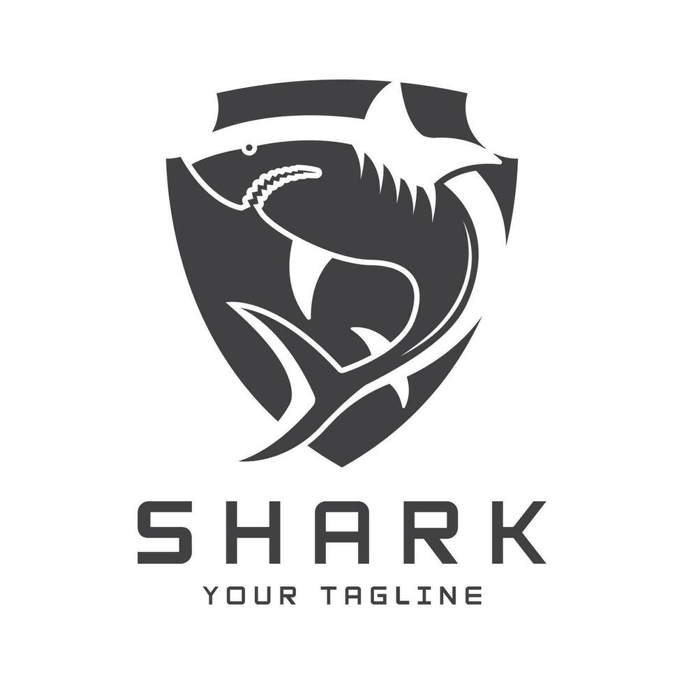Unique and creative shark logo vector design. Wild Fish Vector Illustration