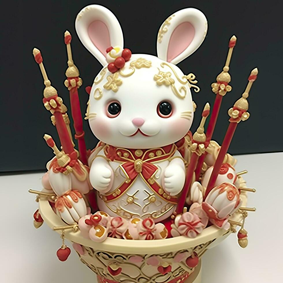 AI generated Symbol of the Chinese New Year of the rabbit. Happy Chinese New Year. photo