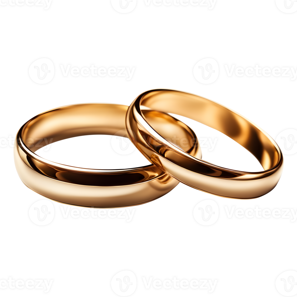 AI generated Gold Wedding Rings Isolated on Transparent Background png