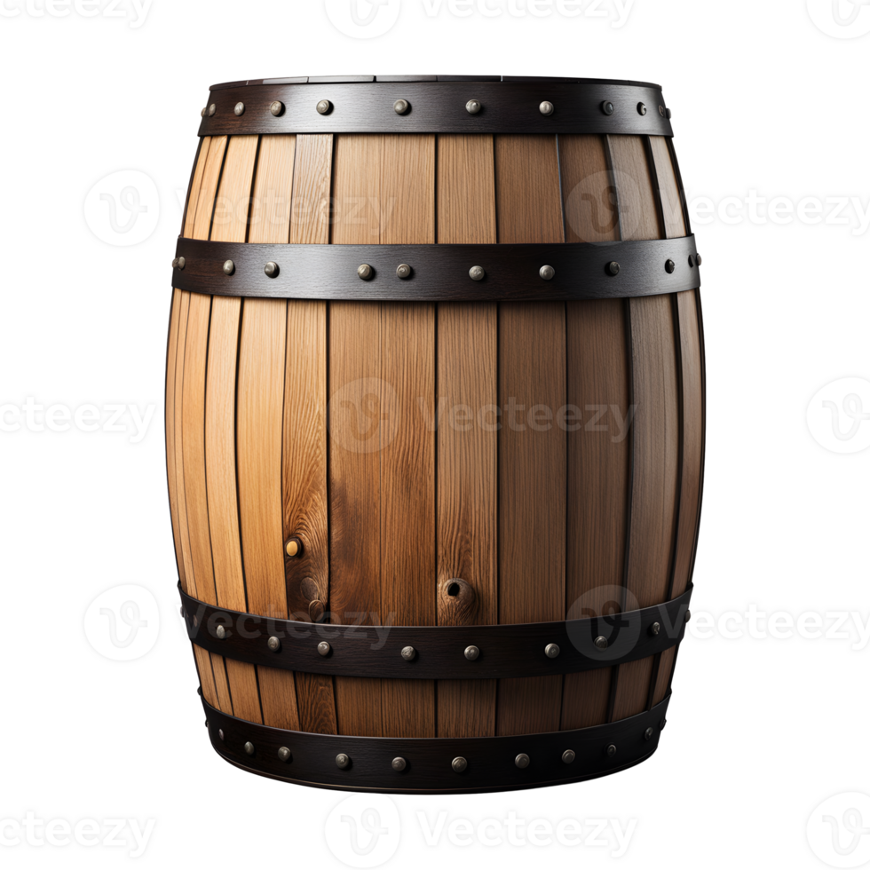 AI generated Old Wooden Barrel Isolated on a Transparent Background png