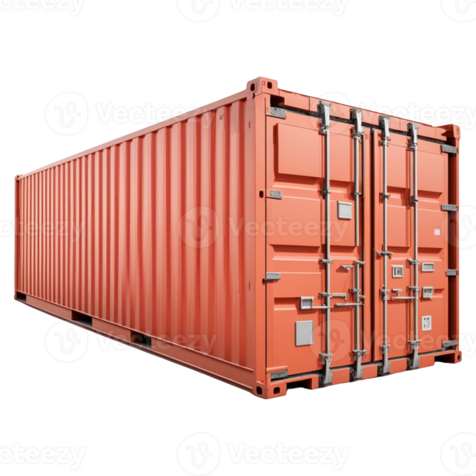 AI generated Red Shipping Container Isolated on Transparent Background png
