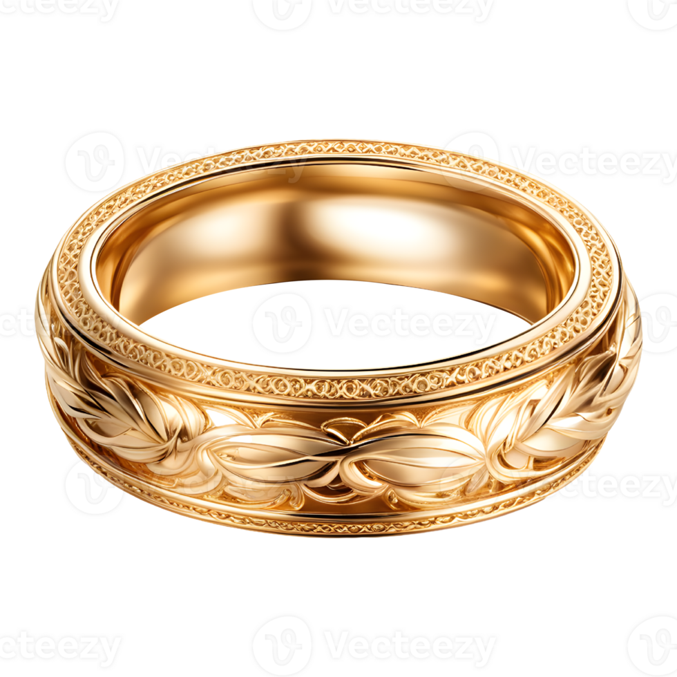 AI generated Golden Ring Isolated on Transparent Background png