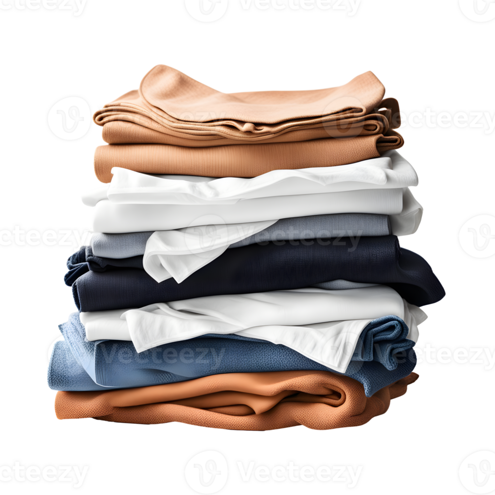 AI generated Stack of Clean Clothes Isolated on Transparent Background png