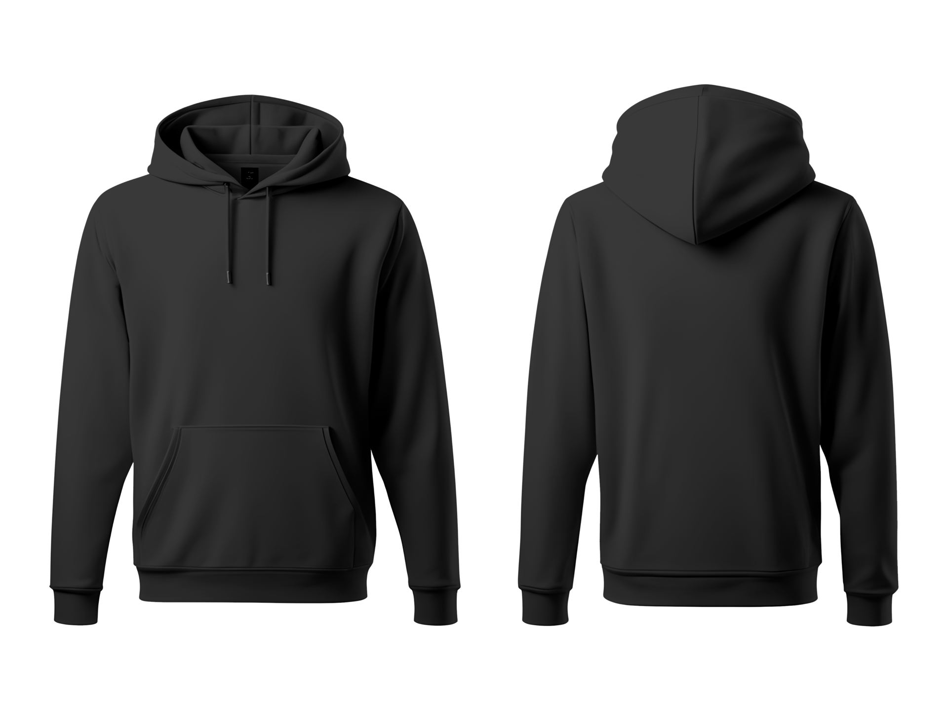 AI generated Blank Black Hoodie Front and Back View Mockup Isolated on ...