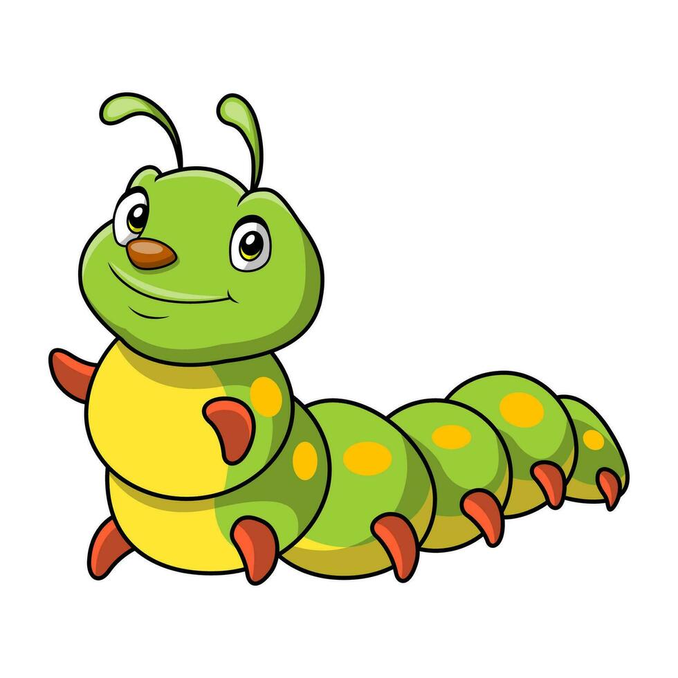 Cute caterpillar cartoon on white background vector