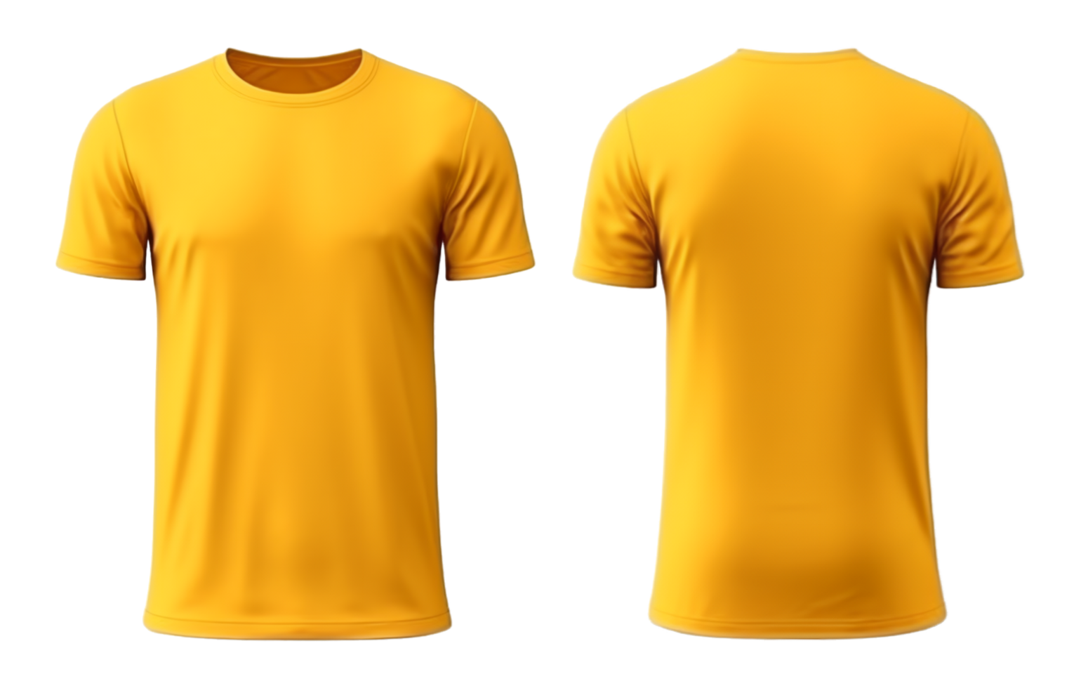 Ai Generated Yellow T Shirt Mockup Front And Back View Isolated On Ai Generated Yellow T Shirt Mockup Front And Back View Isolated On