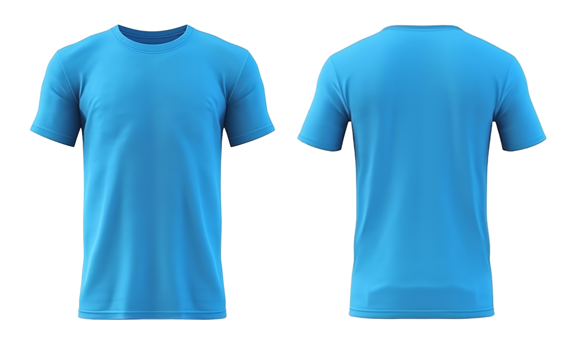 AI generated light blue t-shirt mockup front and back view, isolated on ...