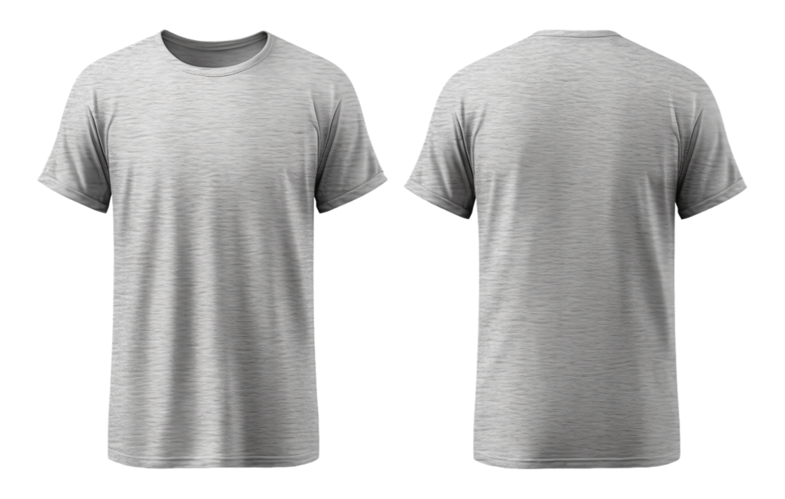 AI generated Gray t-shirt mockup front and back view, isolated on transparent background, generated ai png